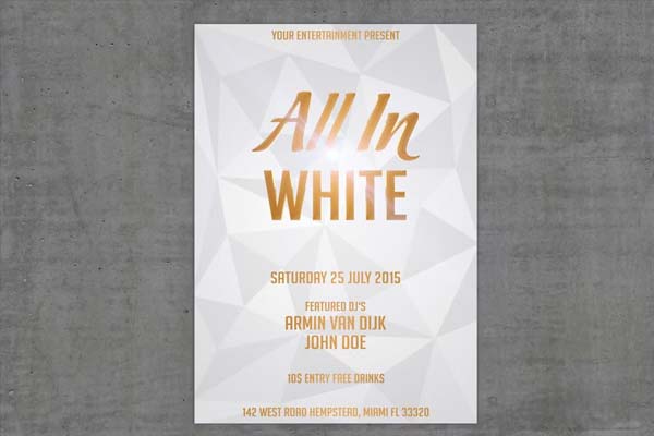 Modern White Gold Party Flyer Design