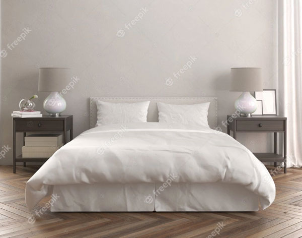 Modern Wooden Bed Mockup Free