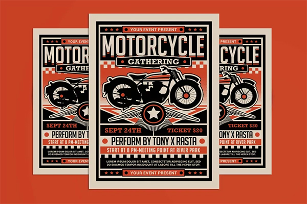 Motorcycle Club Event Flyer PSD Design