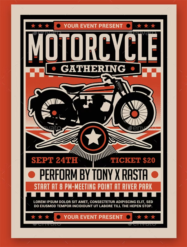 Motorcycle Club Event Flyer PSD Designs