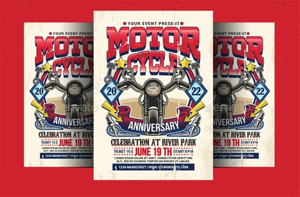 Motorcycle Club Event Flyer PSD Template
