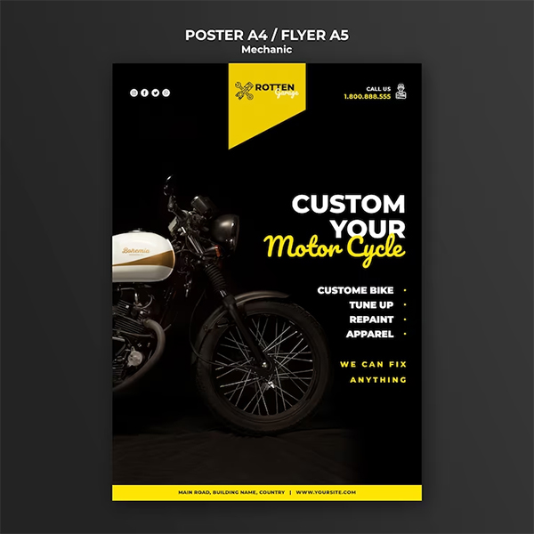 Motorcycle Repair Shop Free Flyer Template