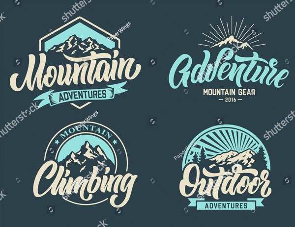 Mountain Climbing Adventure Outdoor Logo Set