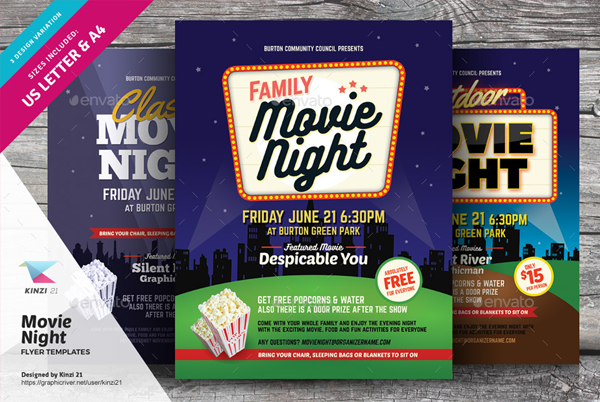 Movie Night Party Flyer Design