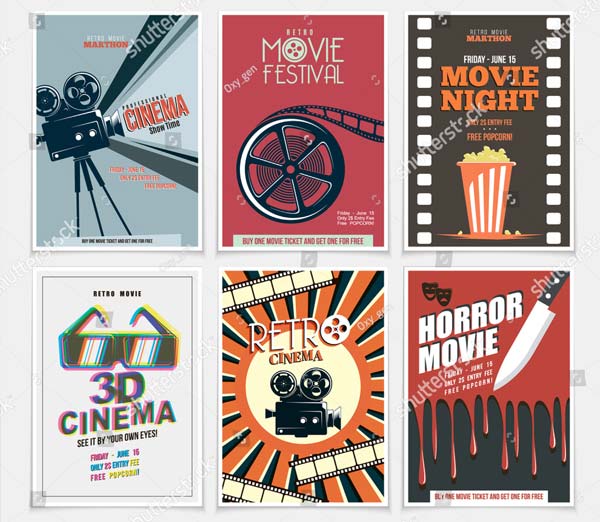 Movie Retro Posters And Flyers Set
