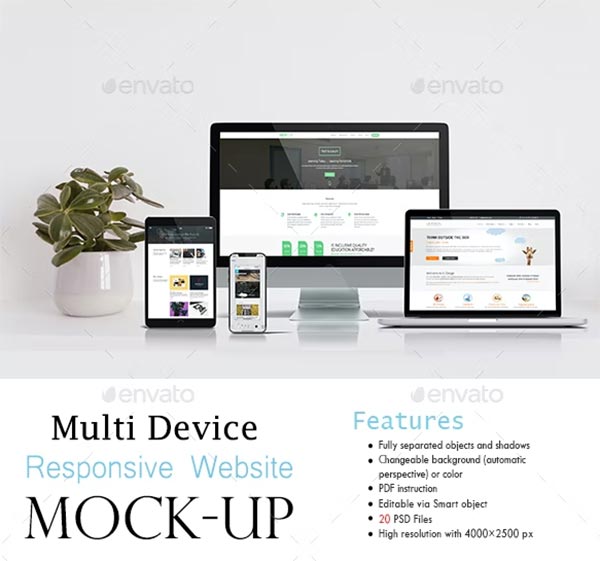 Multi Devices Responsive Website Mockup PSD Design