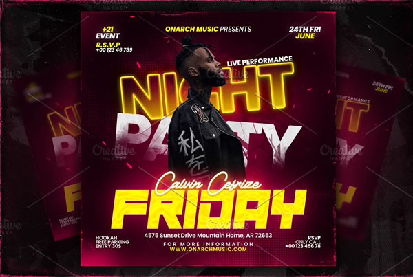 Music Concerts Night Club Party Banner Template