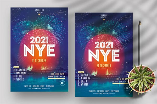 NYE Year Print PSD Flyer Template