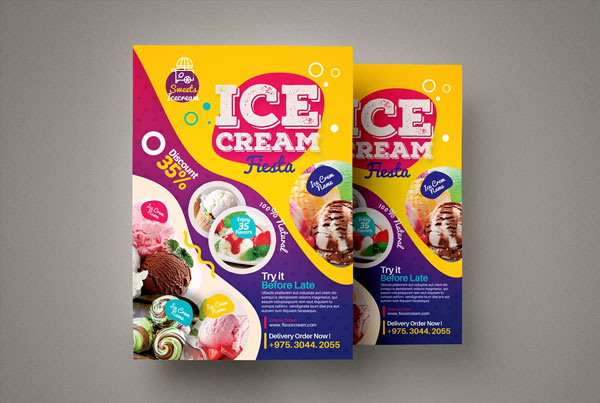 Natural Ice Cream Menu Flyer Template