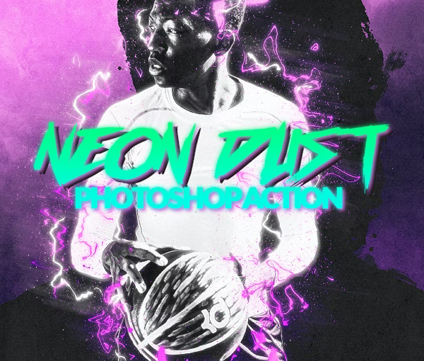 Neon Dust Photoshop Action Template