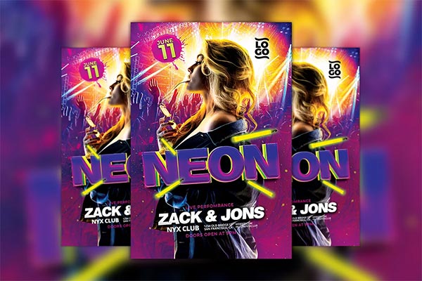 Neon Glow Party Flyer and Poster