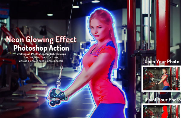 Neon Glowing Effect Photoshop Actions
