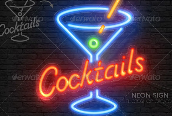 Neon Light Sign Photoshop Actions