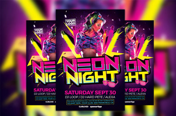 Neon Night Party Flyer Template