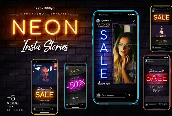 Neon Sale Instagram Stories