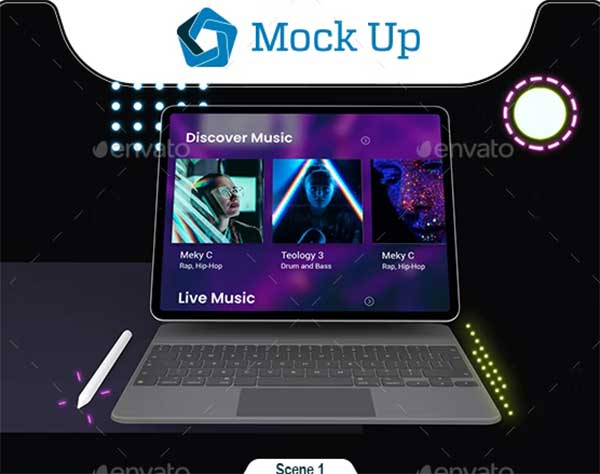 Neon Tablet Pro & Magic Keyboard Mockup