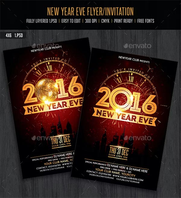 New Year Eve Flyer &  Invitation Template