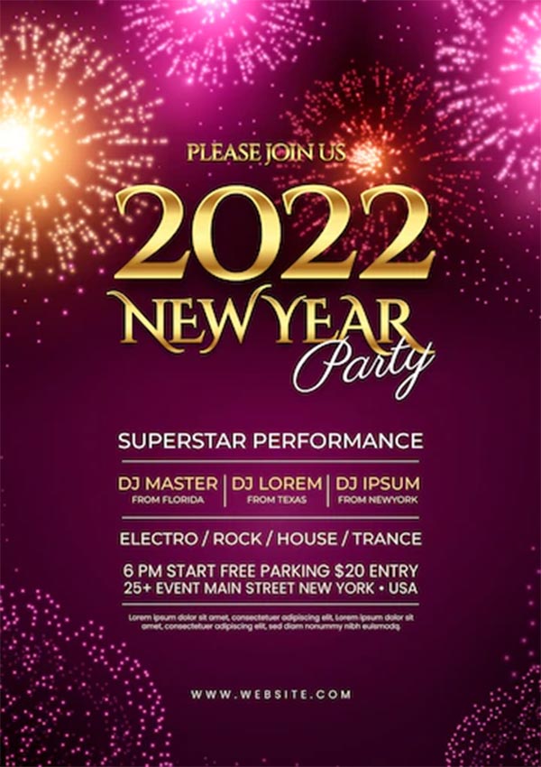 New Year Flyer Free PSD Design Template