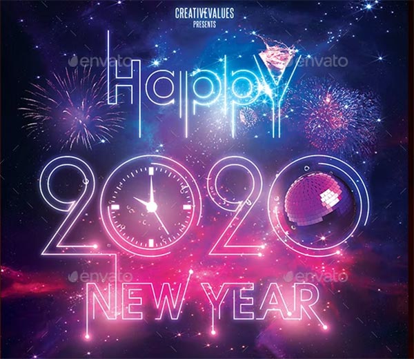 New Year Flyer Photoshop Print Template