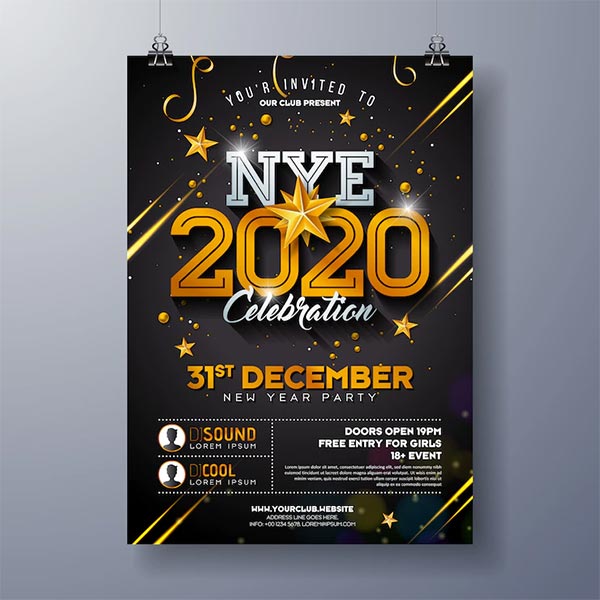 New Year Flyer Template Free PSD