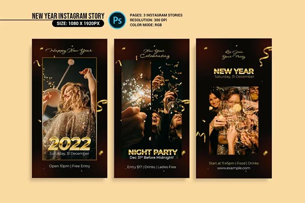 New Year Party Instagram Photoshop Template