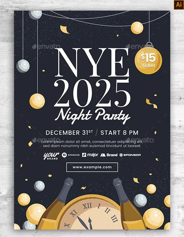 New Years Event Flyer Invitation Template