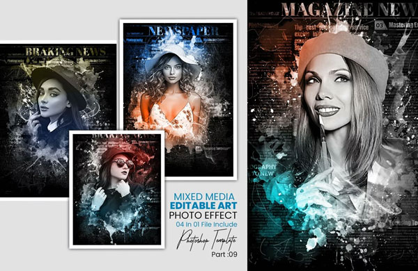 News Paper Mixed Art Photo Effect Template