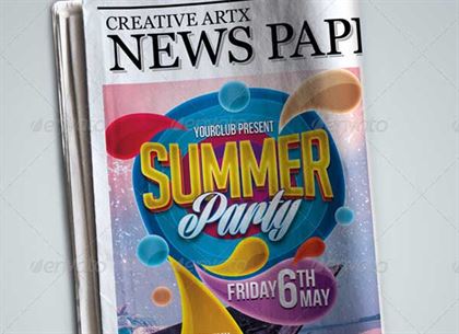 Newspaper Summer Party Mockup