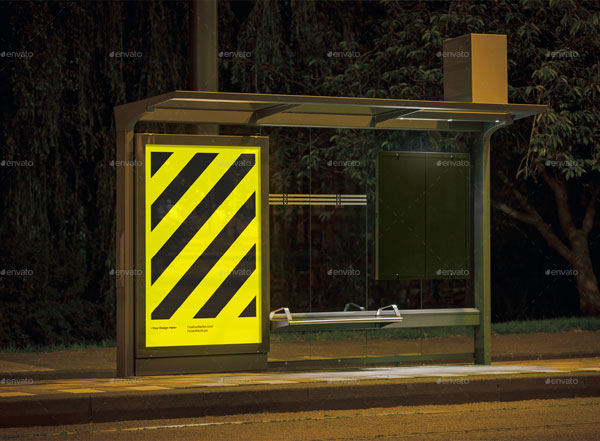 Night Bus Stop Poster Mockup
