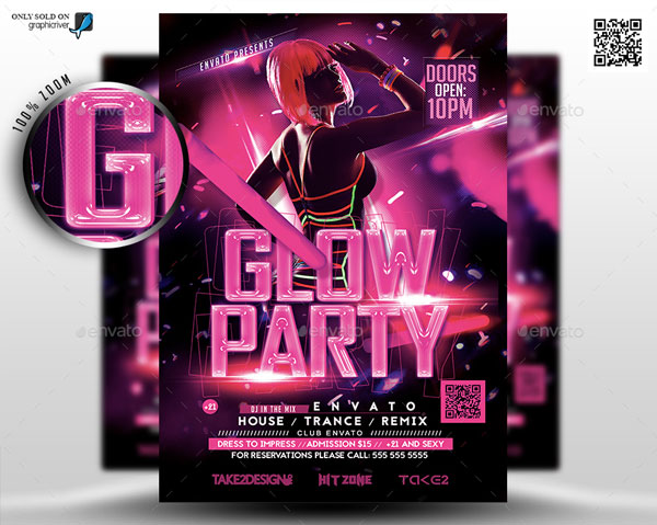 Night Club Glow Party Flyer Template