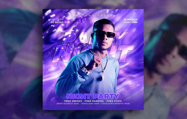 Night Glow Club Party Flyer Template
