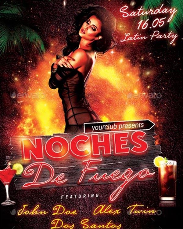 Noches De Fuego Latin Party Flyer