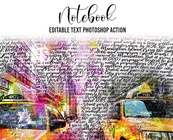 Notebook Editable Text Photoshop Action