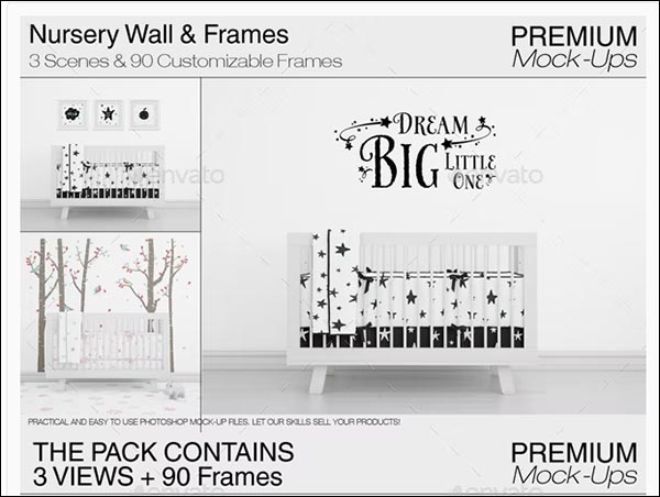Nursery Wall & Frames Pack Mockup