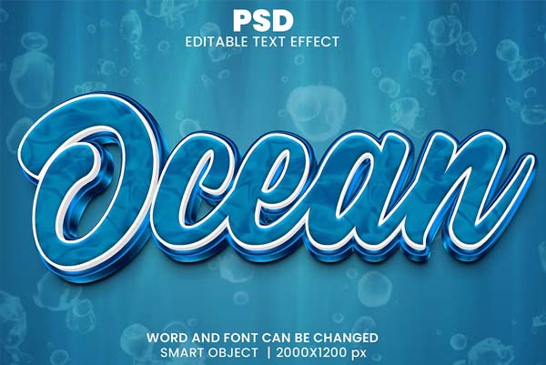 Ocean 3D Text Effect Style