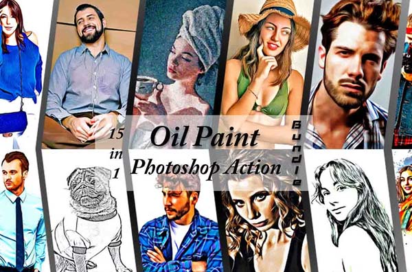 Oil Painting Photoshop Actions Bundle