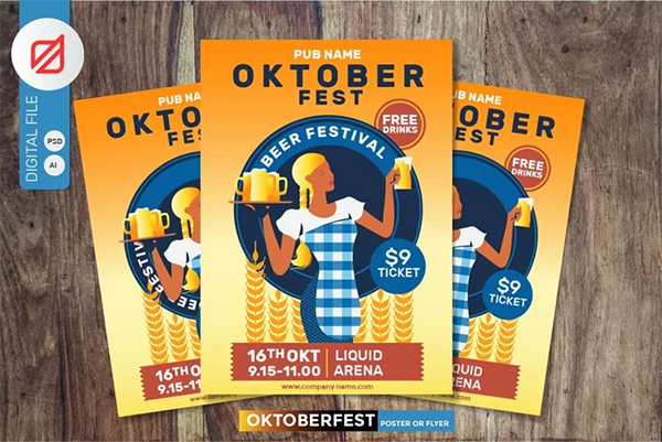 Oktoberfest Beer Party Poster Design Template