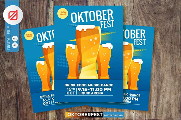Oktoberfest Beer Party Poster Template Design