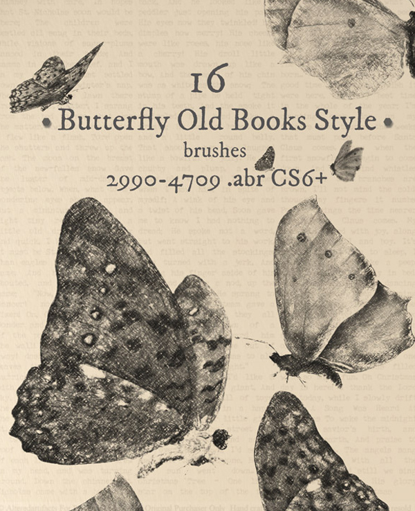 Old Book Style Butterfly Brushes