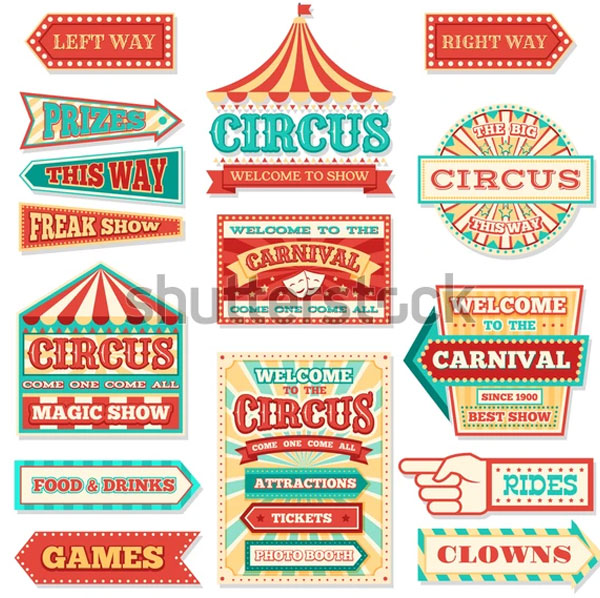 Old Carnival Circus Banners
