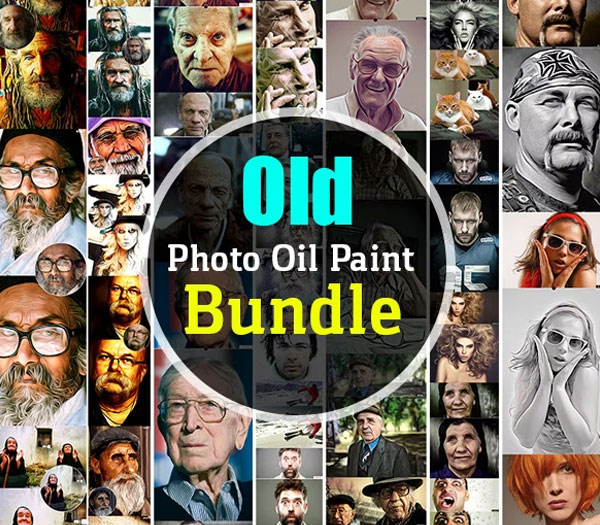 Old Photo Oil Paint Photoshop Action Bundle