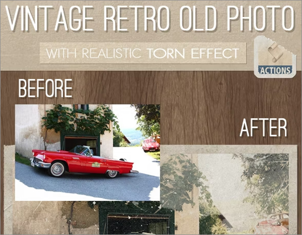 Old Photo with Torn Ripped Effect Photoshop Action