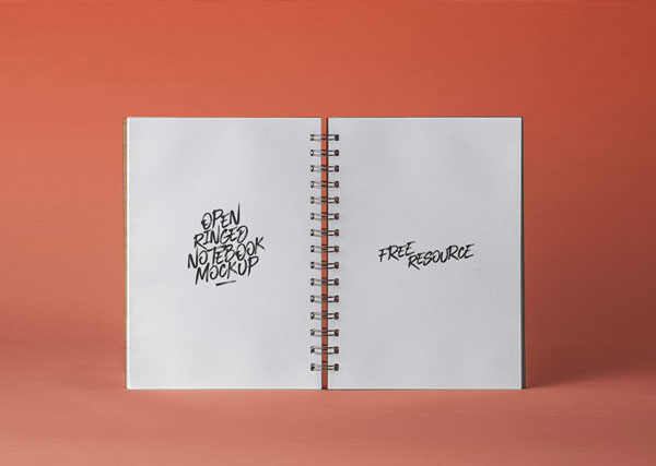 Open PSD Ringed Sketchbook Mockup