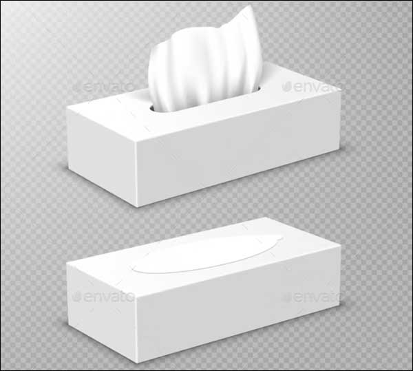 Open and Closed Tissue Box Mockup