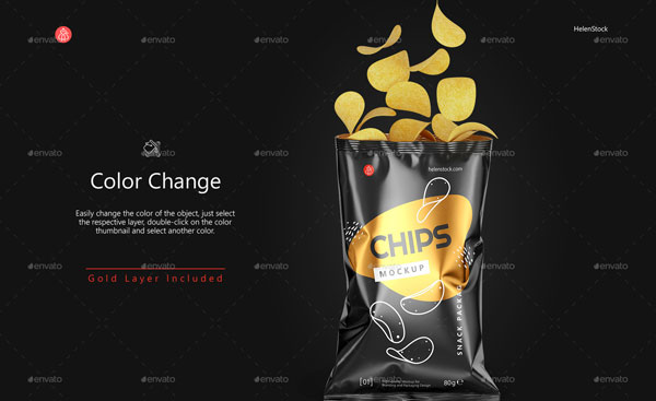 Opened Glossy Snack Package Mockup