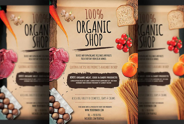 Organic Bio Food Shop Flyer Template