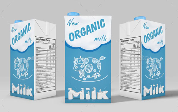 Organic Milk or Juice Carton Mockup