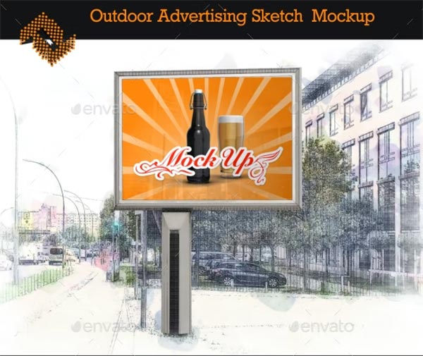 Outdoor Advertising Sketches Mockup