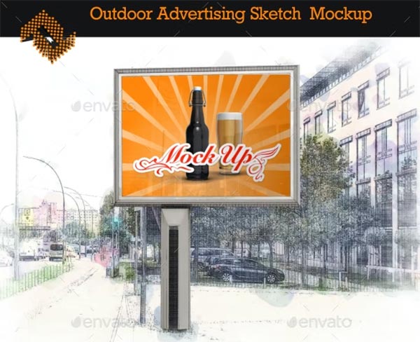Outdoor Advertising Sketches Mockup