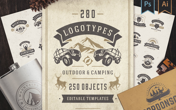 Outdoor Logos and Badges Photoshop Templates